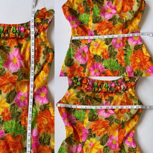 Vtg 60's Liberty House Ja-Na Tropical Floral Hawaiian Maxi Dress Sz S/M Retro - Picture 7 of 10